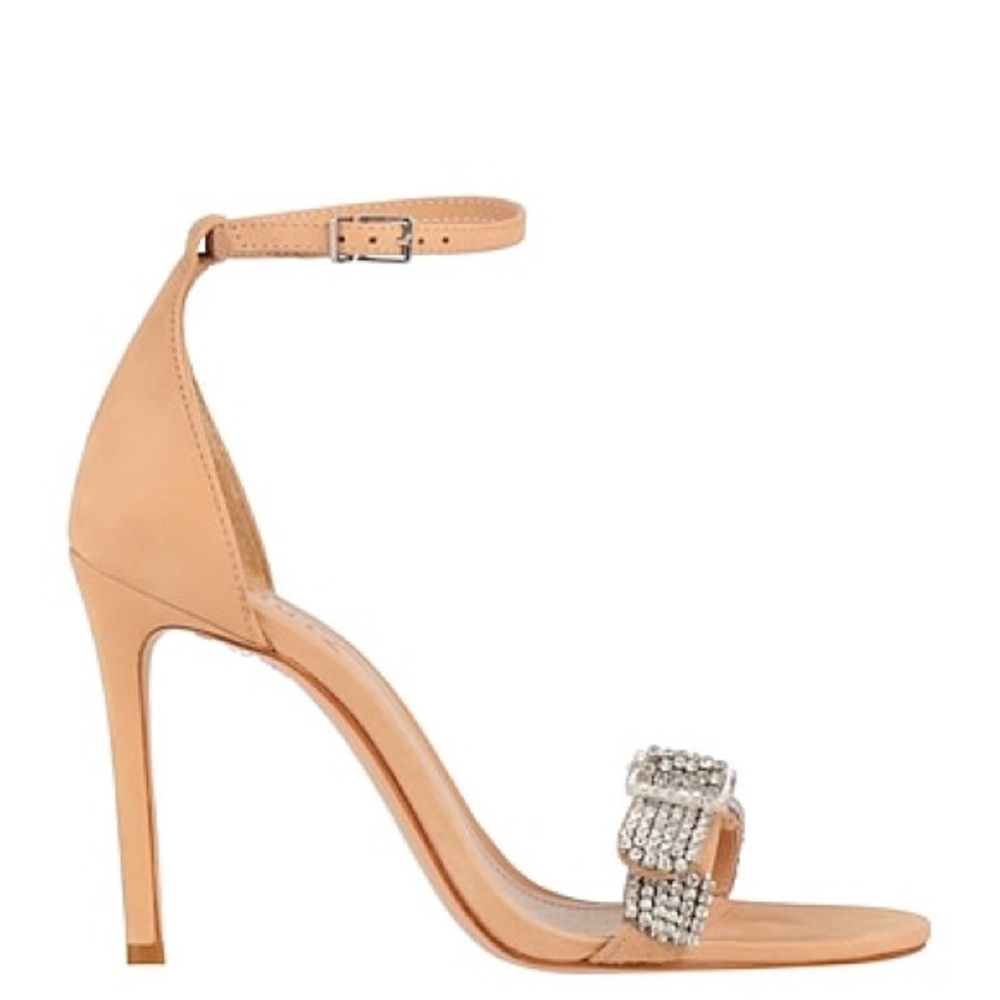Schutz Tan Heeled Sandals with Sparkling Detail Size 7.5